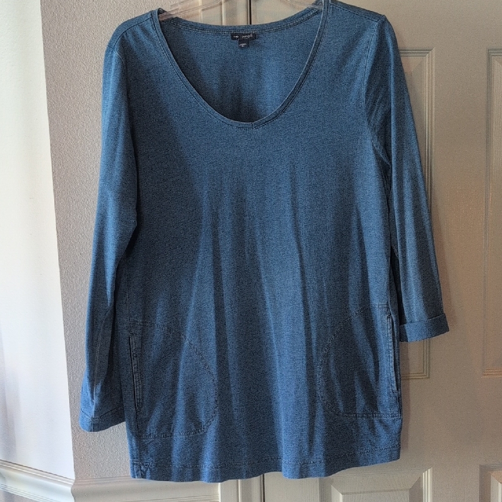Purejill XL Knit Indigo tunic & Slim crop pants